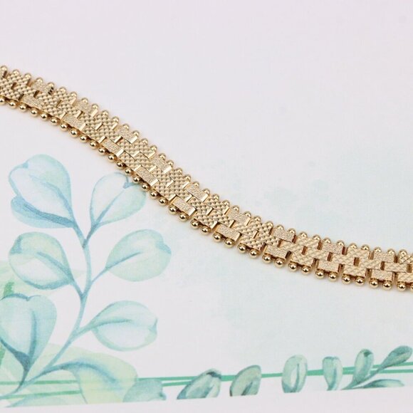 "Elegant Textured Rose Gold Bracelet with Polished Bead Edges, XPBL0865 - Picture 3 of 12